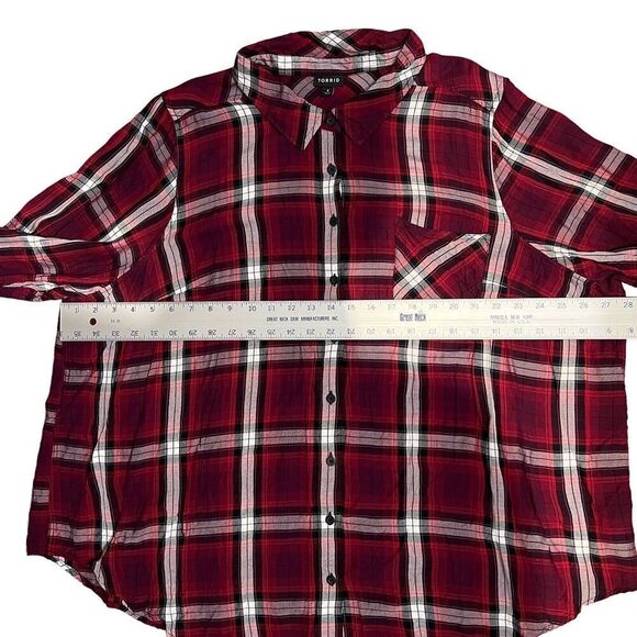 Torrid Shirt Womens 4XL Red Lizzie Twill Plaid Button Up Lumberjack Plus Size‎ 4 - Picture 4 of 12